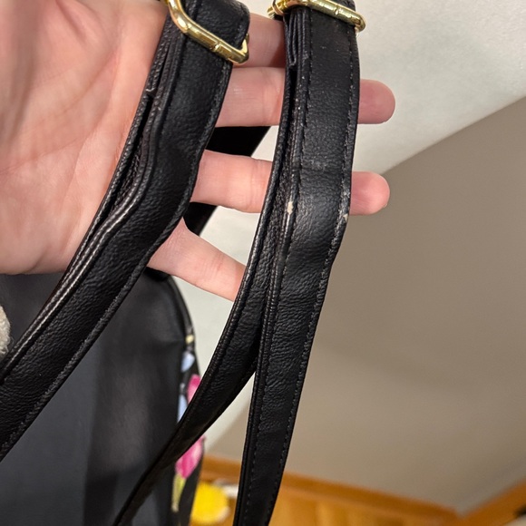 Betsey Johnson Black Floral Mini Backpack with Pink Roses - Picture 5 of 5